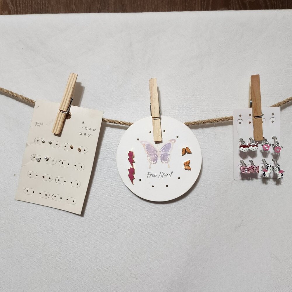 9 New Hypo Allergenic Girls Earring Sets  Animal Butterfly Bolt & Studs